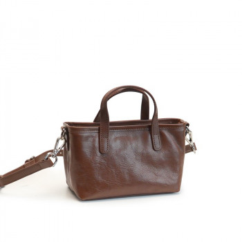 Ảnh Túi  top handle hình thang khoá zip Bili Nâu zoom